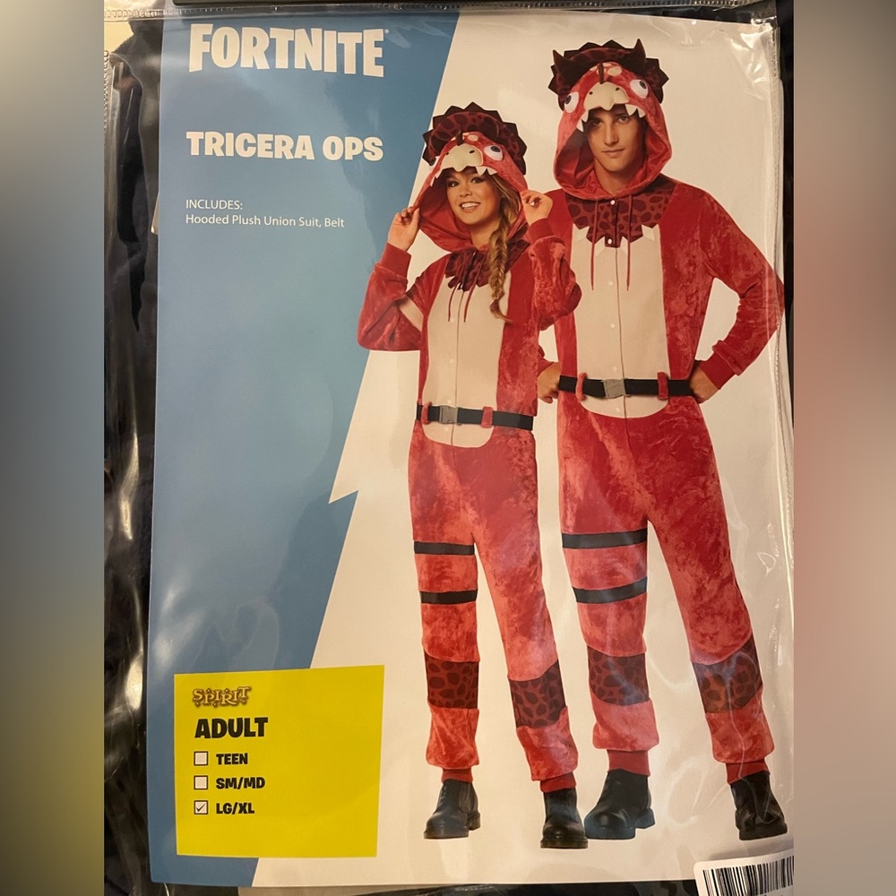 Adult large Fortnite Tricera Ops Plush costume